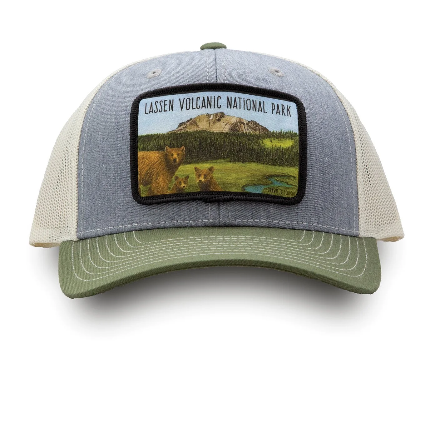 Drawn to Ecology Let's Adventure Cap Heather Green — Lassen